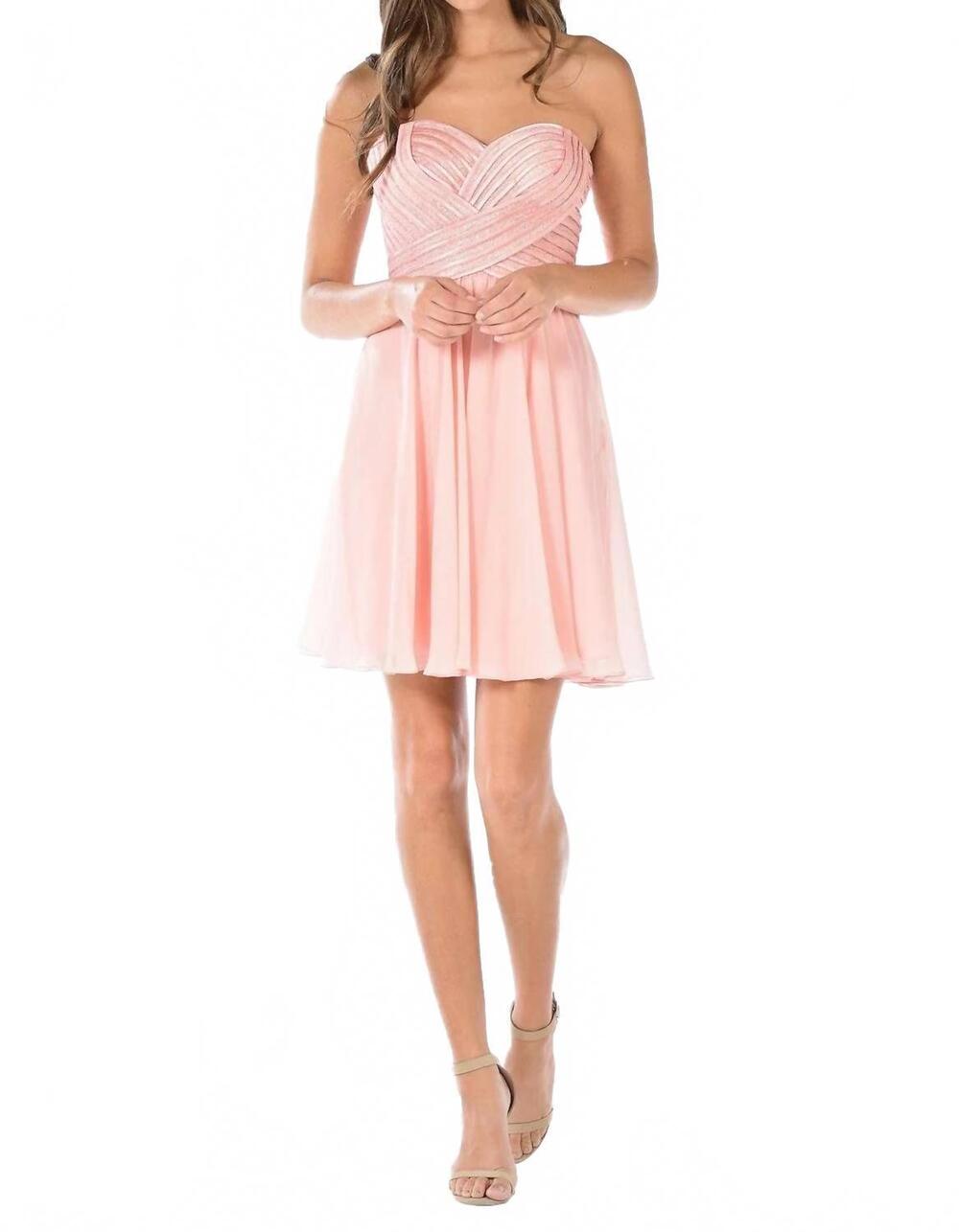 NEW POLY USA sequined top short strapless dress in light pink